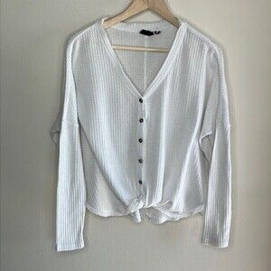 OUT FROM UNDER URBAN OUTFITTERS WHITE LONG SLEEVED WAFFLE KNIT TOP XS
